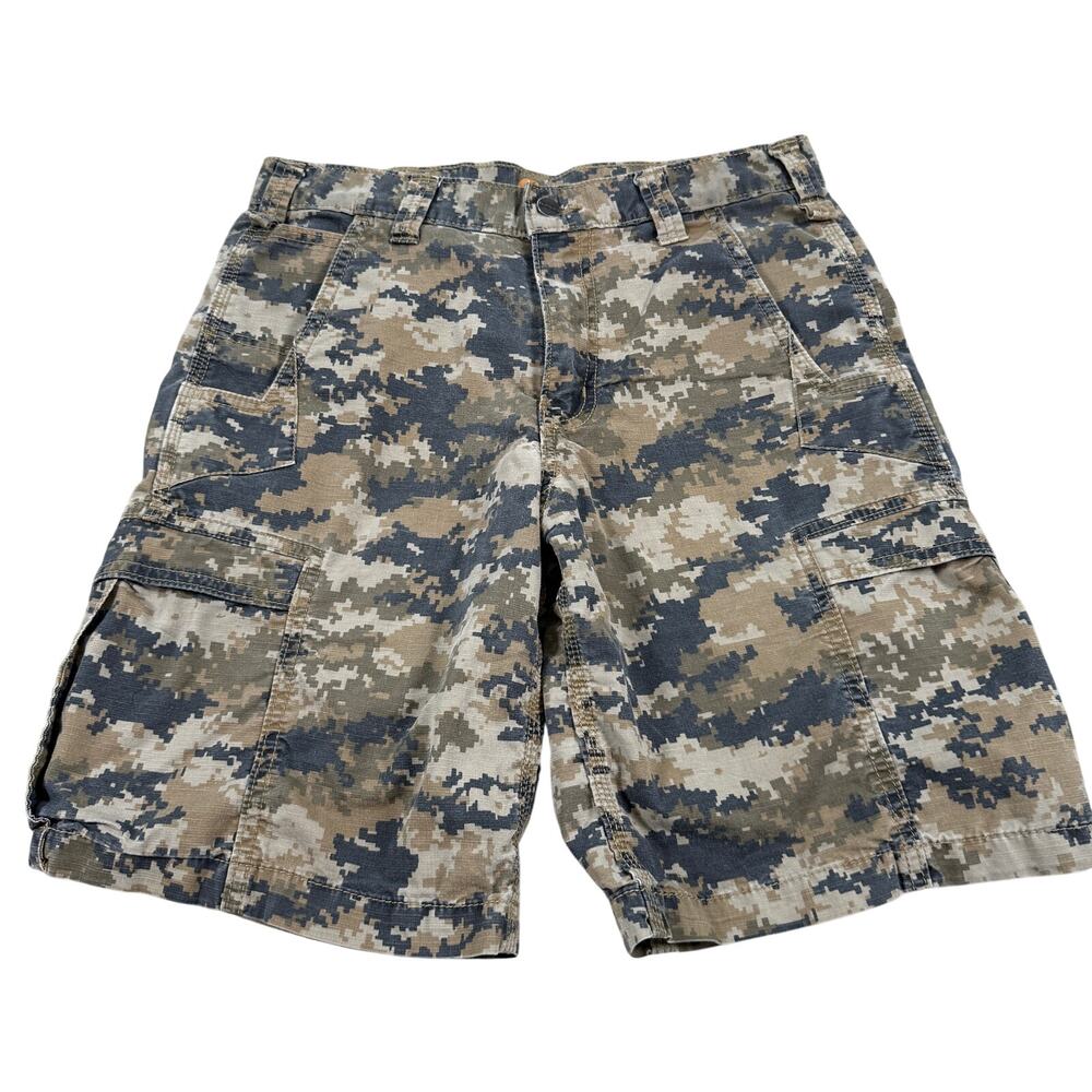 Carhartt 101563 Relaxed Fit Cargo Shorts Men’s 32 Camo Digital Ripstop Cotton
